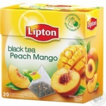 Черный чай Липтон Персик Манго байховый ароматизированный в пакетиках 20х1.8г